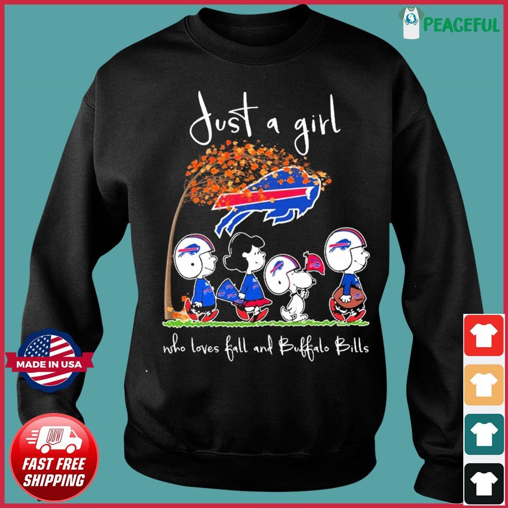 Snoopy Peanuts Just A Girl Who Loves Fall And Buffalo Bills Shirt, hoodie,  sweater, long sleeve and tank top