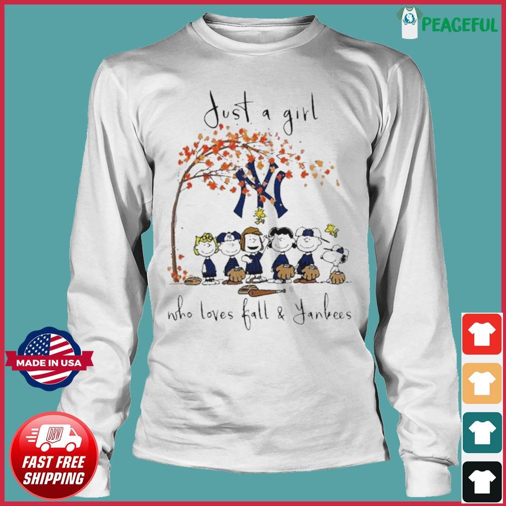 The Peanuts Just A Girl Who Loves Fall New York Yankees Shirt, hoodie,  longsleeve, sweatshirt, v-neck tee