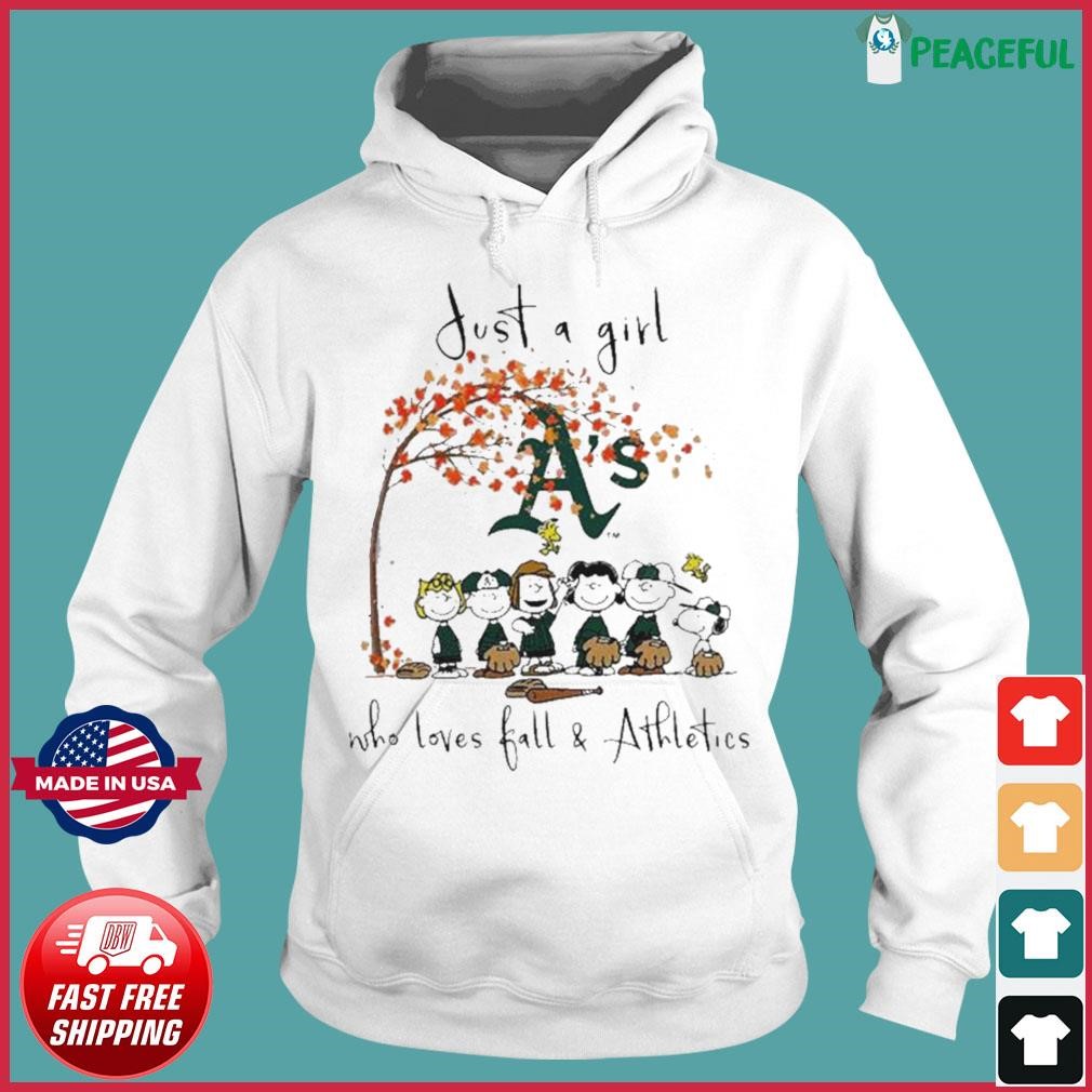 The Peanuts Just A Girl Who Loves Fall Oakland Athletics Shirt, hoodie,  sweater, long sleeve and tank top