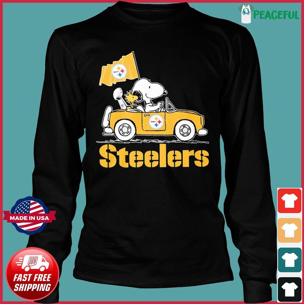 Pittsburgh Steelers Snoopy and Charlie Brown with Woodstock cartoon  T-shirt, hoodie, sweater, long sleeve and tank top