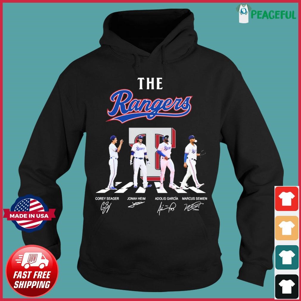 The Rangers Abbey Road Corey Seager Jonah Heim Adolis Garcia And Marcus  Semien Signatures Shirt, hoodie, sweater, long sleeve and tank top