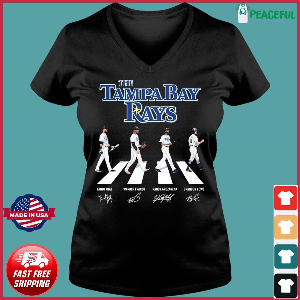 The Tampa Bay Rays Abbey Road 2023 Yandy Diaz Wander Franco Randy Arozarena  And Brandon Lowe Signatures Shirt, hoodie, sweater, long sleeve and tank top