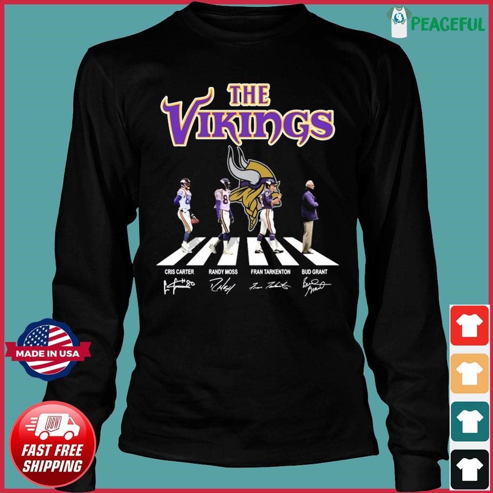 The Vikings Cris Carter Randy Moss Fran Tarkenton And Bud Grant Abbey Road  Signatures Shirt, hoodie, sweater, long sleeve and tank top