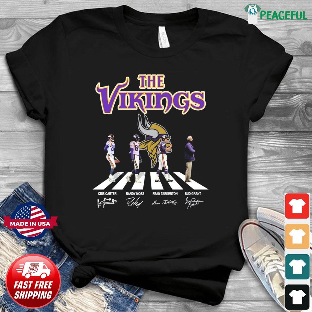 The Vikings Cris Carter Randy Moss Fran Tarkenton And Bud Grant Abbey Road  Signatures Shirt, hoodie, sweater, long sleeve and tank top