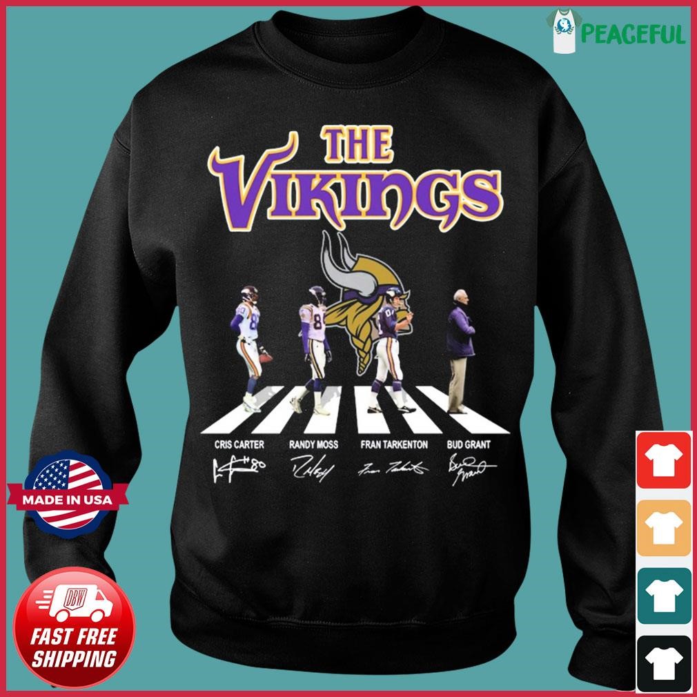 The Vikings Cris Carter Randy Moss Fran Tarkenton And Bud Grant Abbey Road  Signatures Shirt, hoodie, sweater, long sleeve and tank top