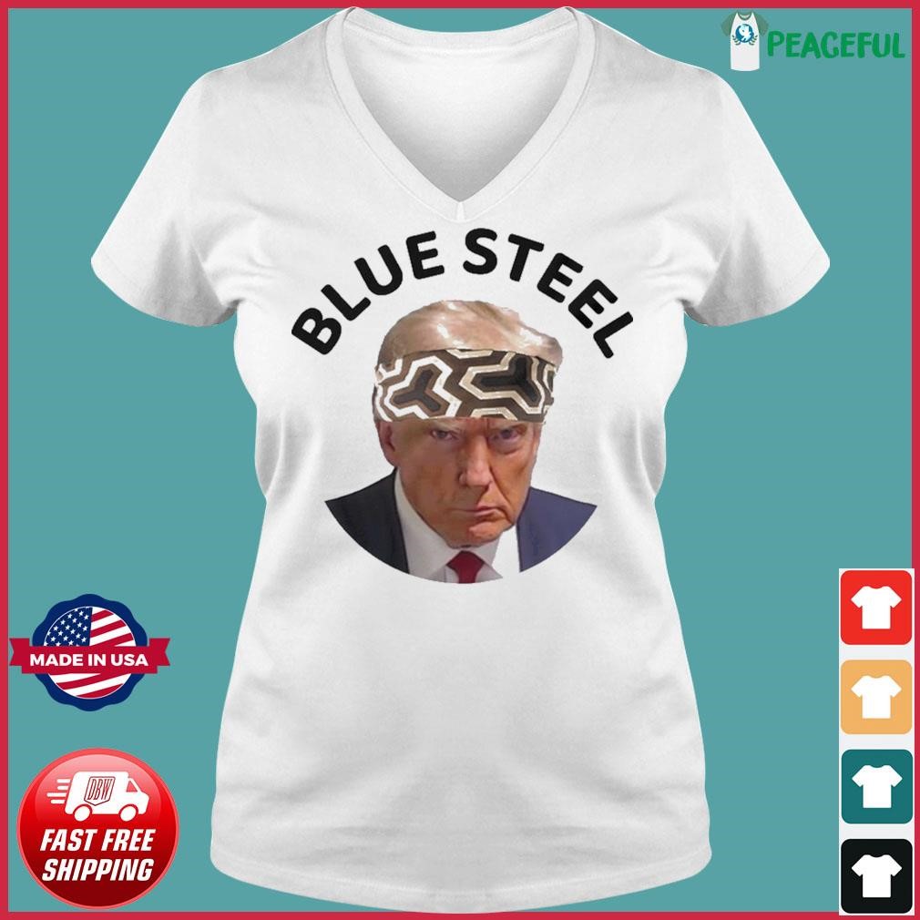 Trump Mugshot Blue Steel Mugshot Shirt Ladies V-neck Tee.jpg