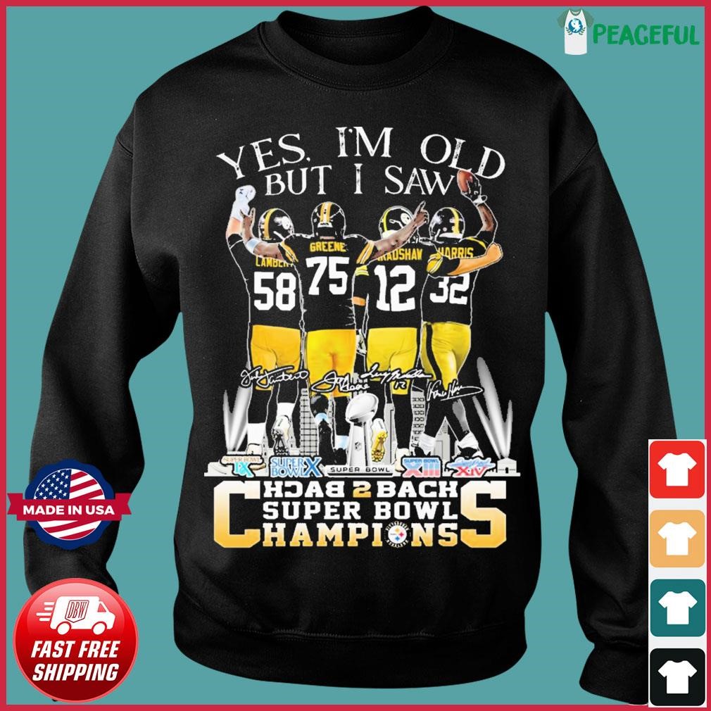 Yes I Am Old But I Saw Pittsburgh Steelers Team Back To Back Super Bowl  Champions signatures Shirt, hoodie, sweater, long sleeve and tank top