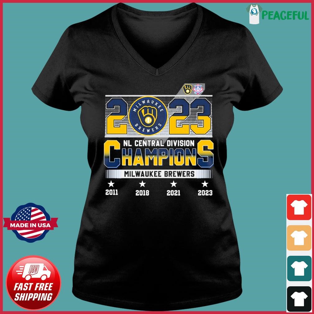 4--Time NL Central Division Champions Milwaukee Brewers shirt