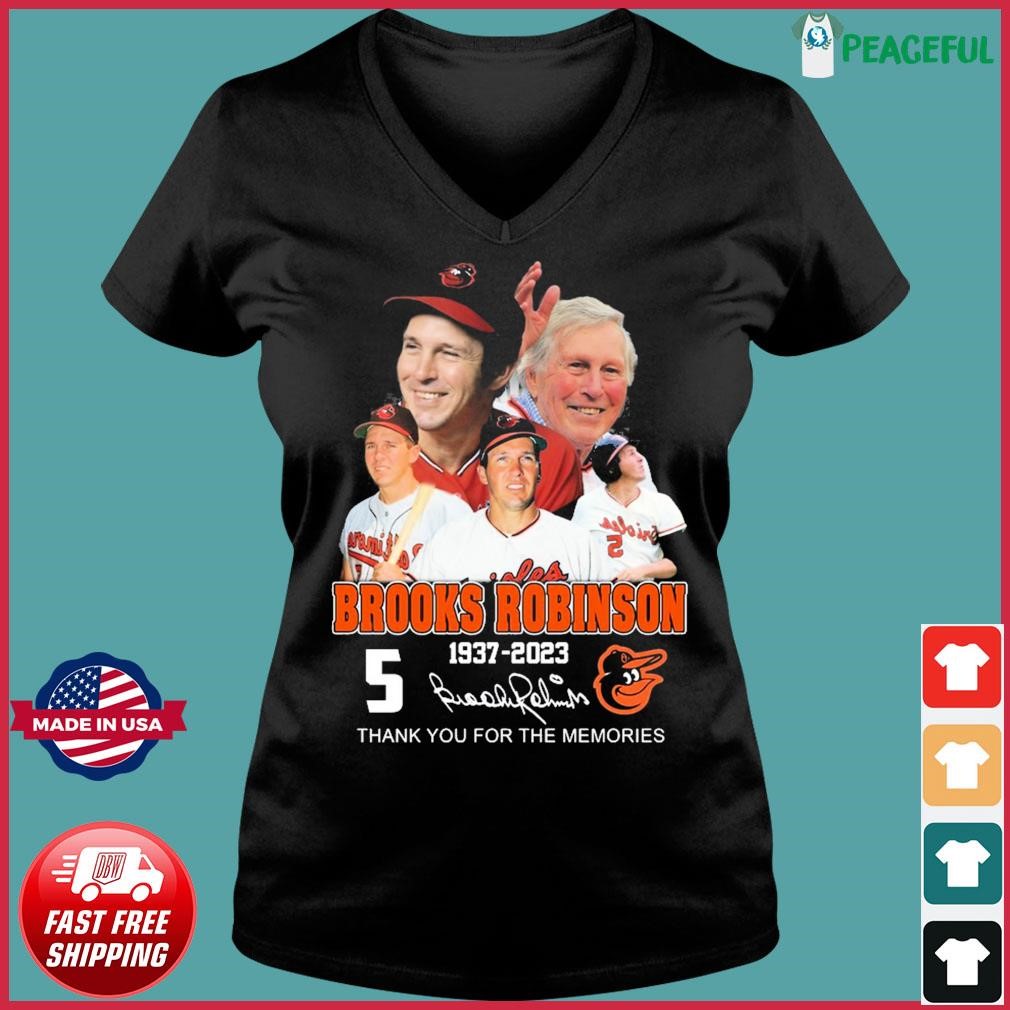 Official brooks robinson 1937–2023 baltimore orioles 1955–1977 thank you  for the memories shirt, hoodie, sweater, long sleeve and tank top