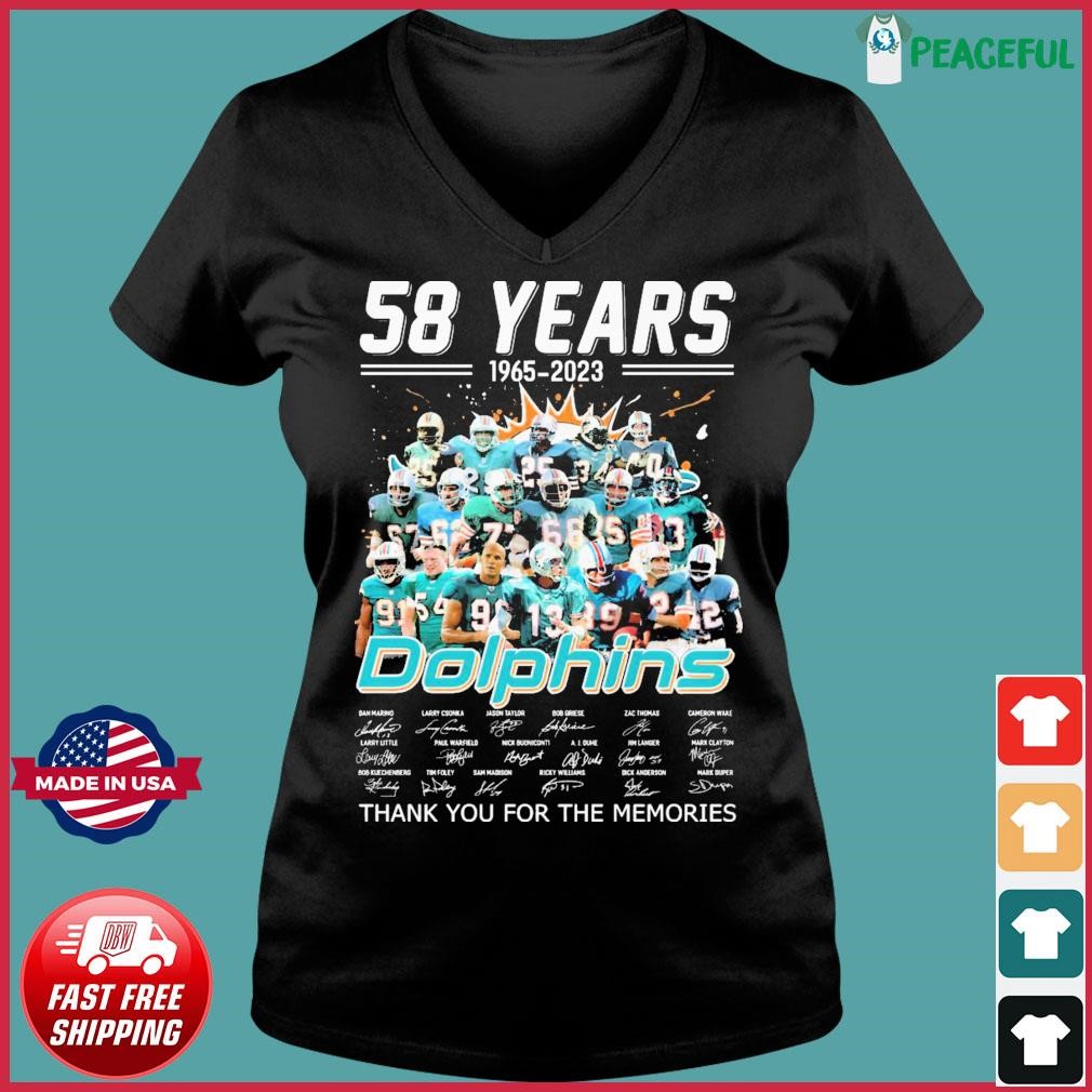 58 Years Miami Dolphins 1965-2023 Thank You For The Memories Signatures  Shirt, hoodie, sweater, long sleeve and tank top