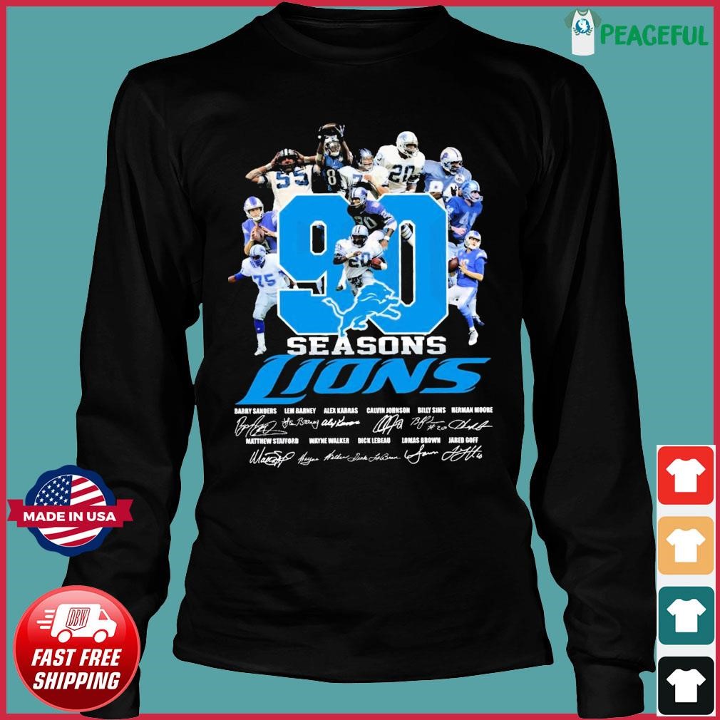 90 Years Of Detroit Lions 1930-2020 Signatures T-Shirt - TeeNavi