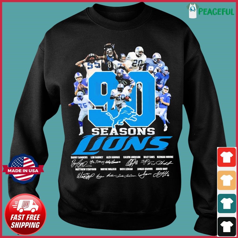 Detroit Lions 90 Seasons Signatures Shirt, hoodie, sweater, long sleeve and  tank top