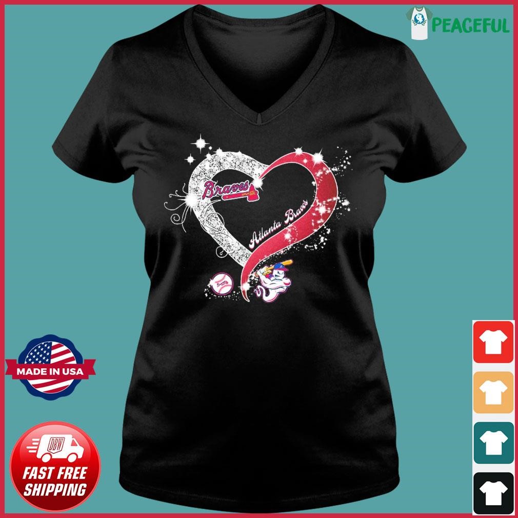 Atlanta Braves Baseball Heart T-Shirt - TeeNavi