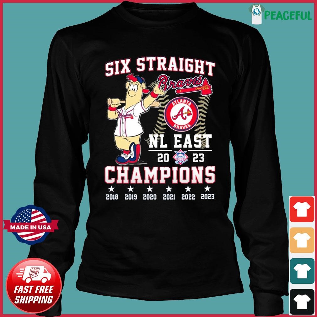 Six Straight Atlanta Braves NL East 2023 Champions shirt, hoodie,  longsleeve, sweatshirt, v-neck tee