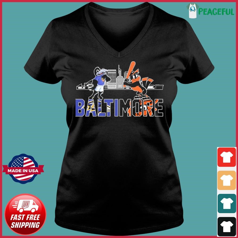 Baltimore Raven And Baltimore Orioles Mascots Skyline Shirt, hoodie,  sweater, long sleeve and tank top