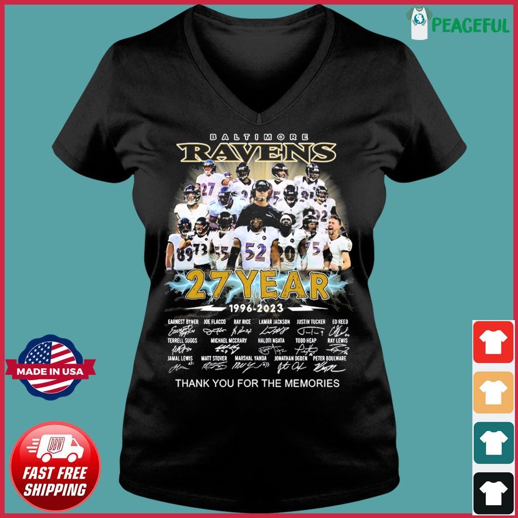 Baltimore Ravens 27 Years 1966-2023 Thank You For The Memories Signatures  Shirt, hoodie, sweater, long sleeve and tank top