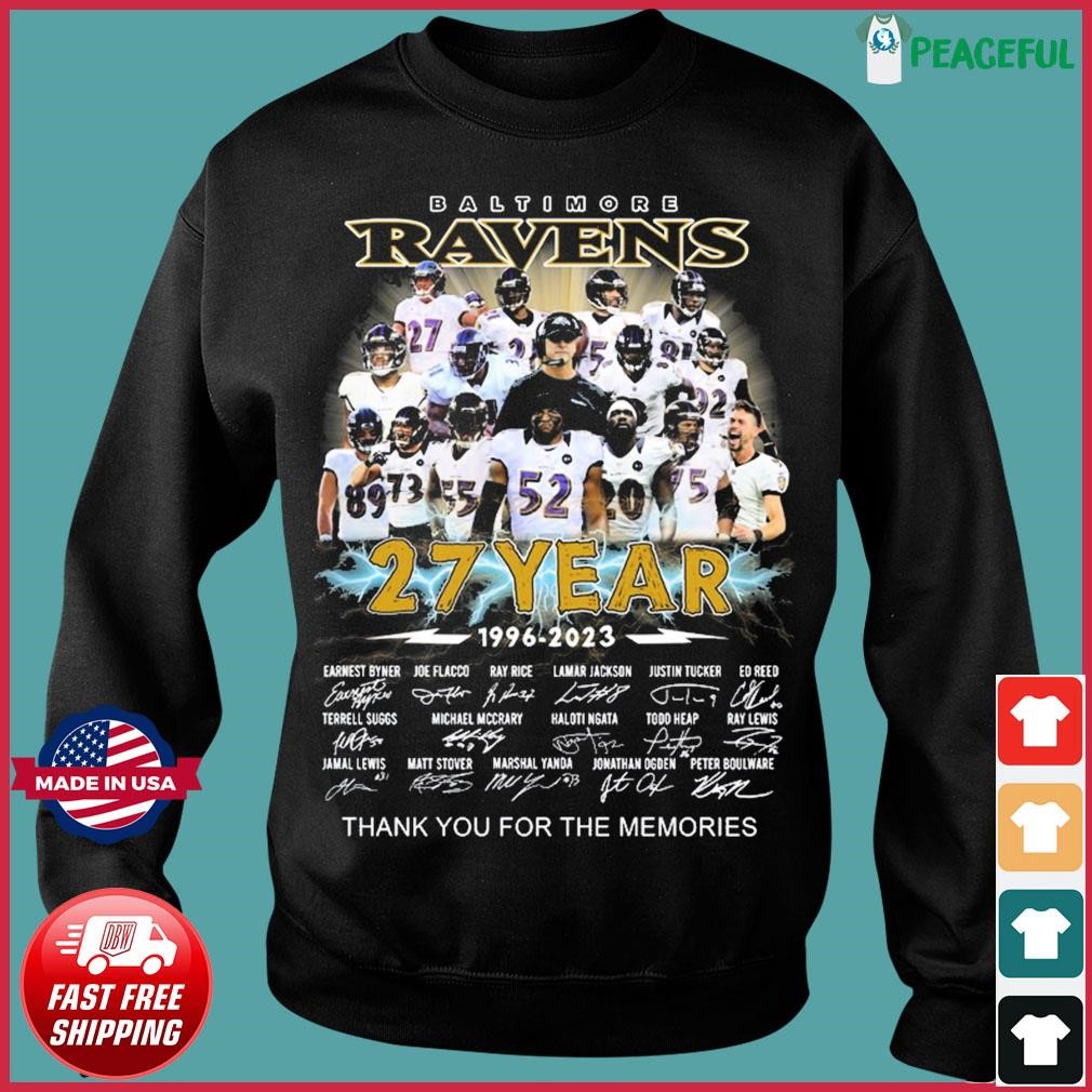 Baltimore Ravens 27 Years 1966-2023 Thank You For The Memories Signatures  Shirt, hoodie, sweater, long sleeve and tank top