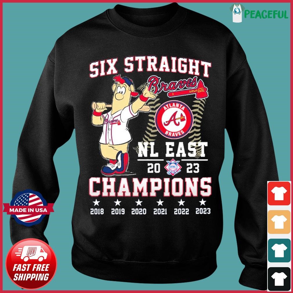 Blooper Six Straight NL East Champions 2023 Atlanta Braves Shirt, hoodie,  sweater, long sleeve and tank top