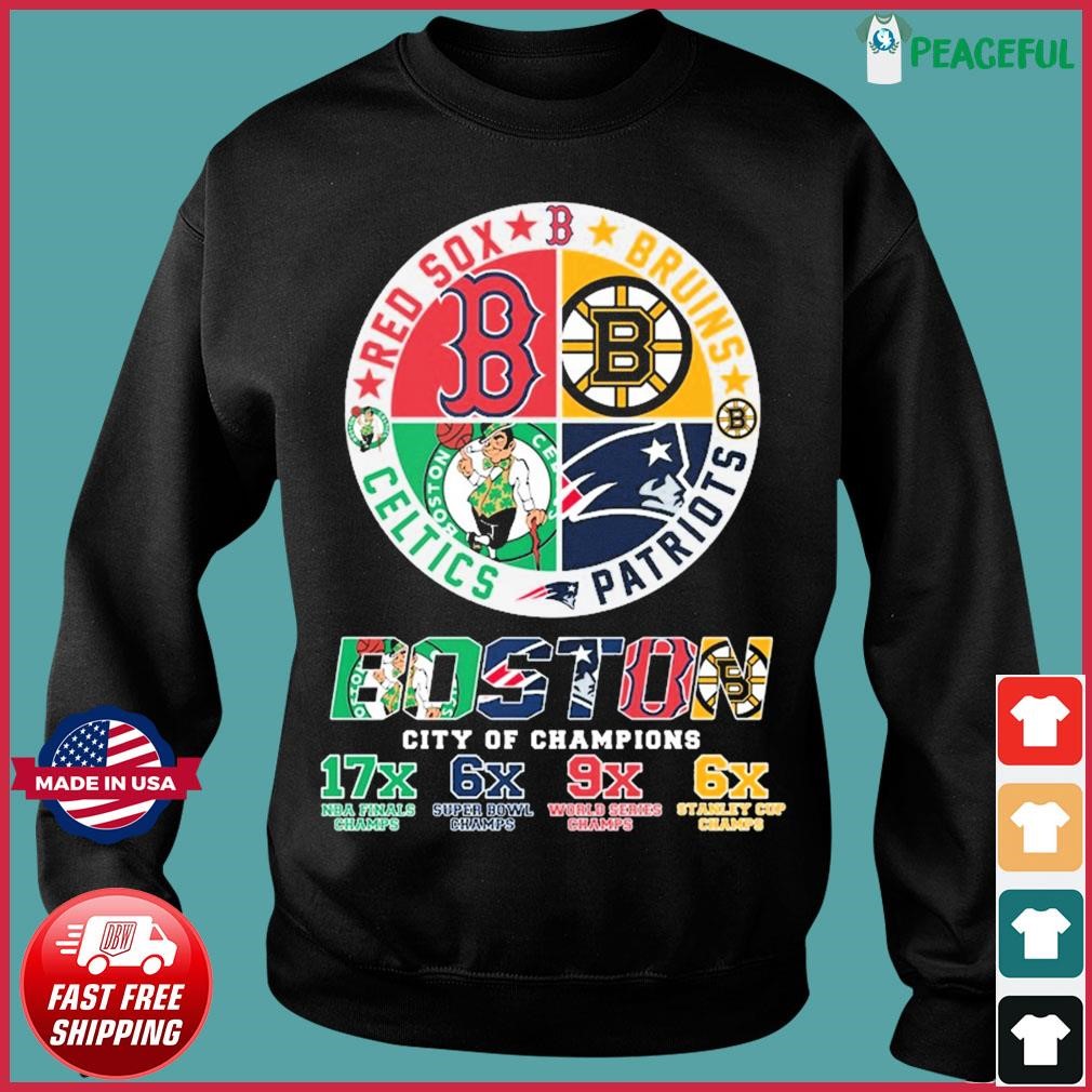 Boston City Of Champions Bruins Red Sox Celtics And Patriots Shirt t-shirt