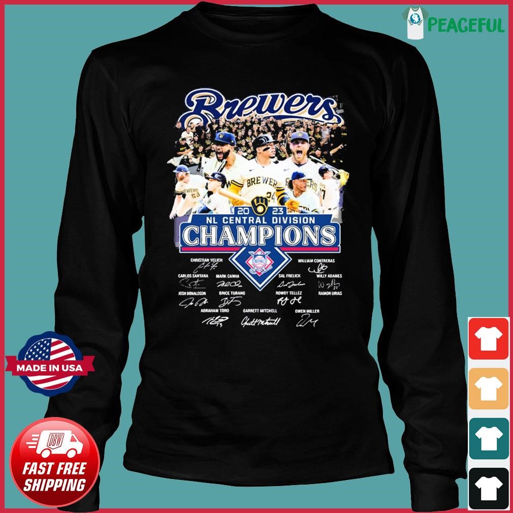 Official Brewers team 2023 nl central Division champions postseason  signatures T-shirt, hoodie, tank top, sweater and long sleeve t-shirt