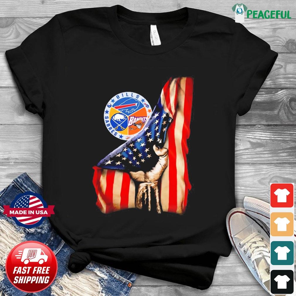 Buffalo Bills Logo With American Flag Short Sleeve Shirt