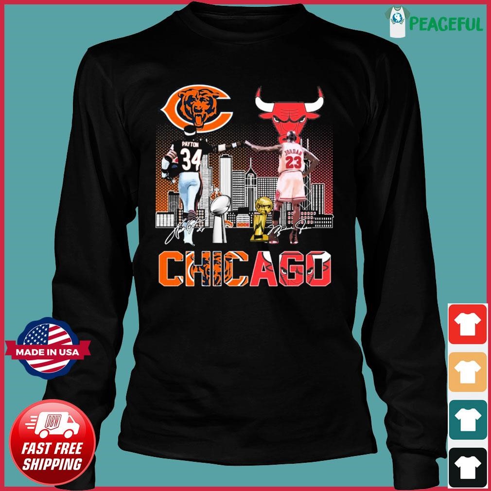 Chicago Sport Teams Walter Payton And Michael Jordan Skyline