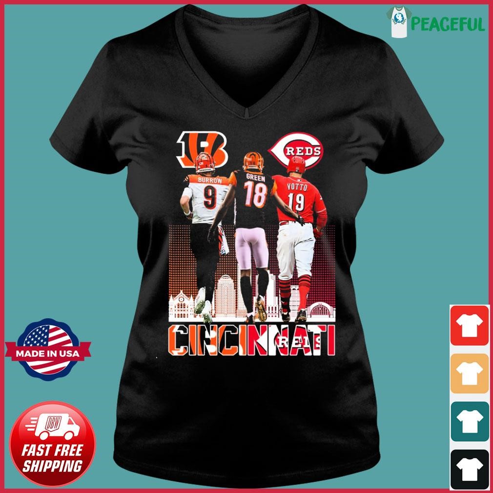 Cincinnati Bengals Joe Burrow Green and Joey Votto skyline 2023 shirt,  hoodie, longsleeve tee, sweater