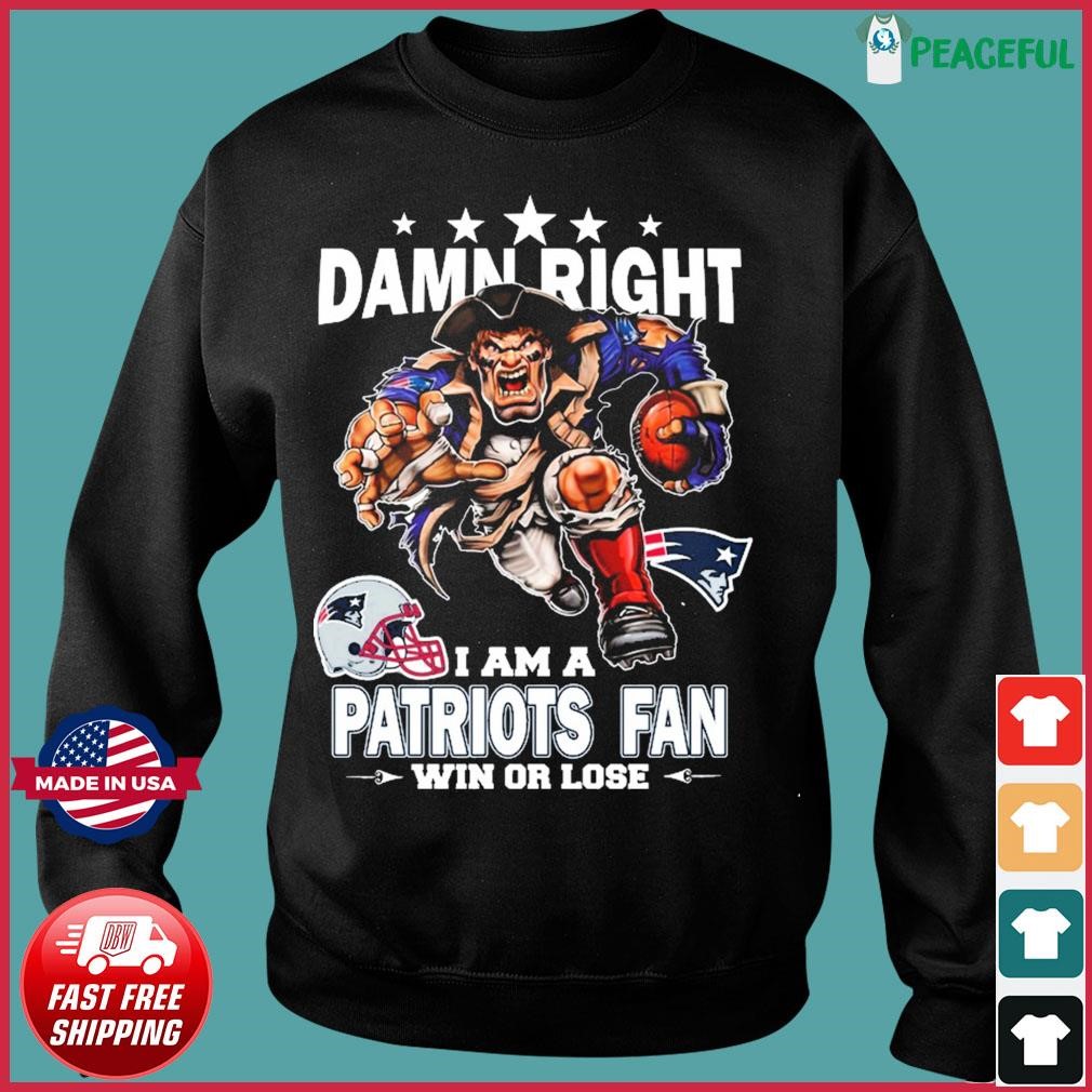 Damn right I am a New England Patriots fan win or lose mascot ornament tree  Decoration