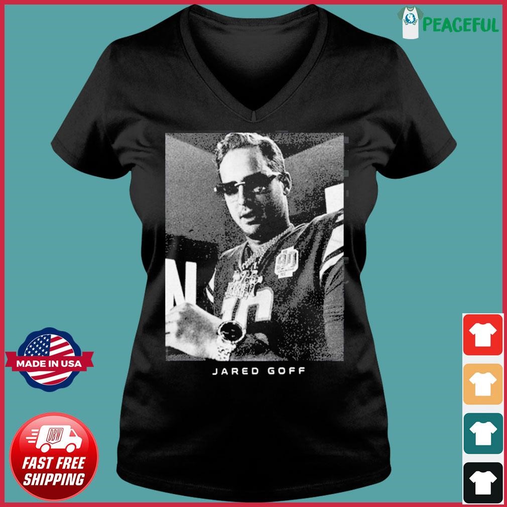 Majestic Jared Goff Football Poster Style Graphic T-shirt