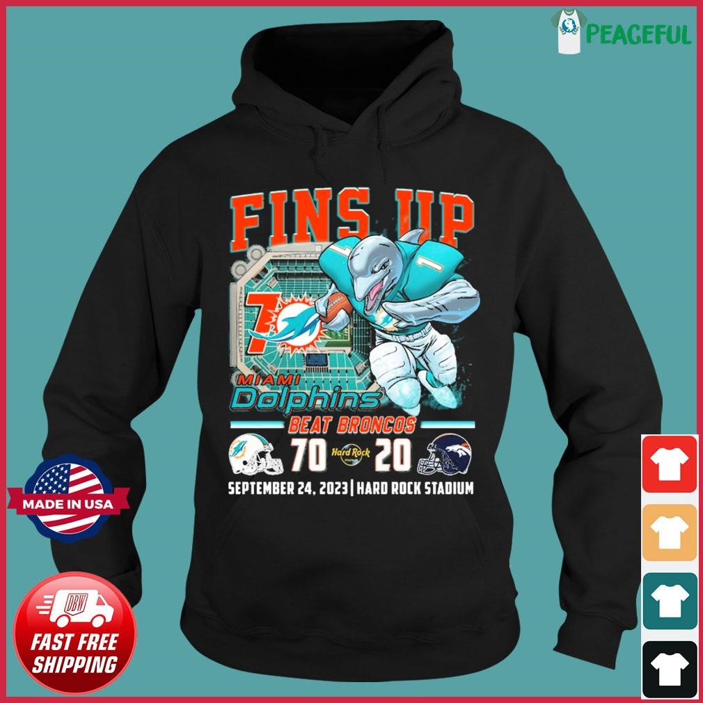 Fins up Miami Dolphins 70 20 Denver Broncos September 24 2023 shirt -  Limotees