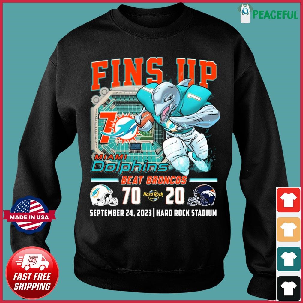 Miami Dolphins Fins Up 2023 Dolphins Beat Broncos 70-20 Ornament - Teespix  - Store Fashion LLC