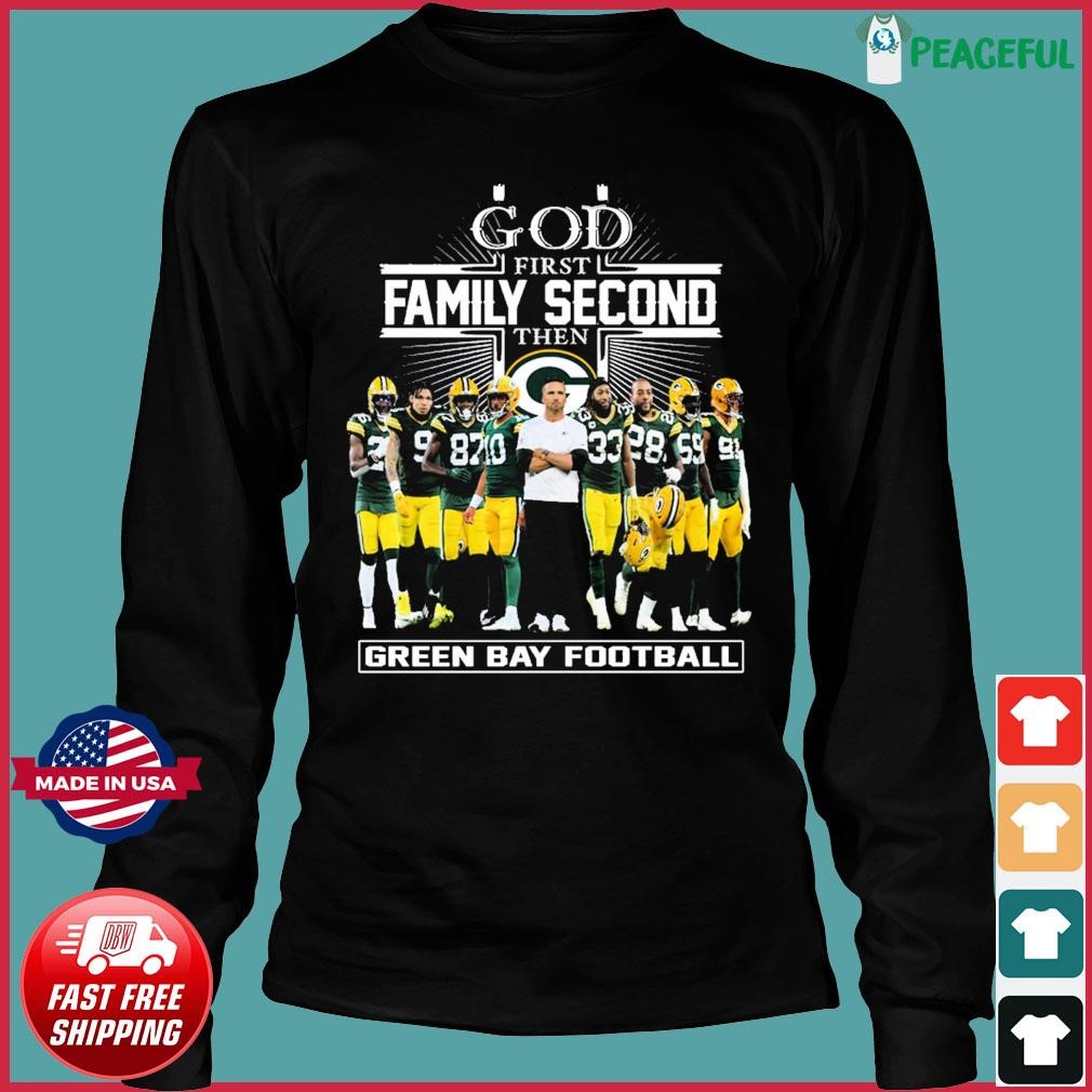 Green Bay Packers Shirt God First Family Second - High-Quality Printed Brand