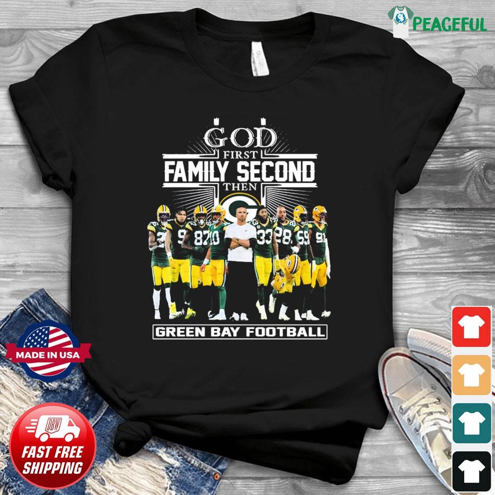 Green Bay Packers Shirt God First Family Second - High-Quality Printed Brand