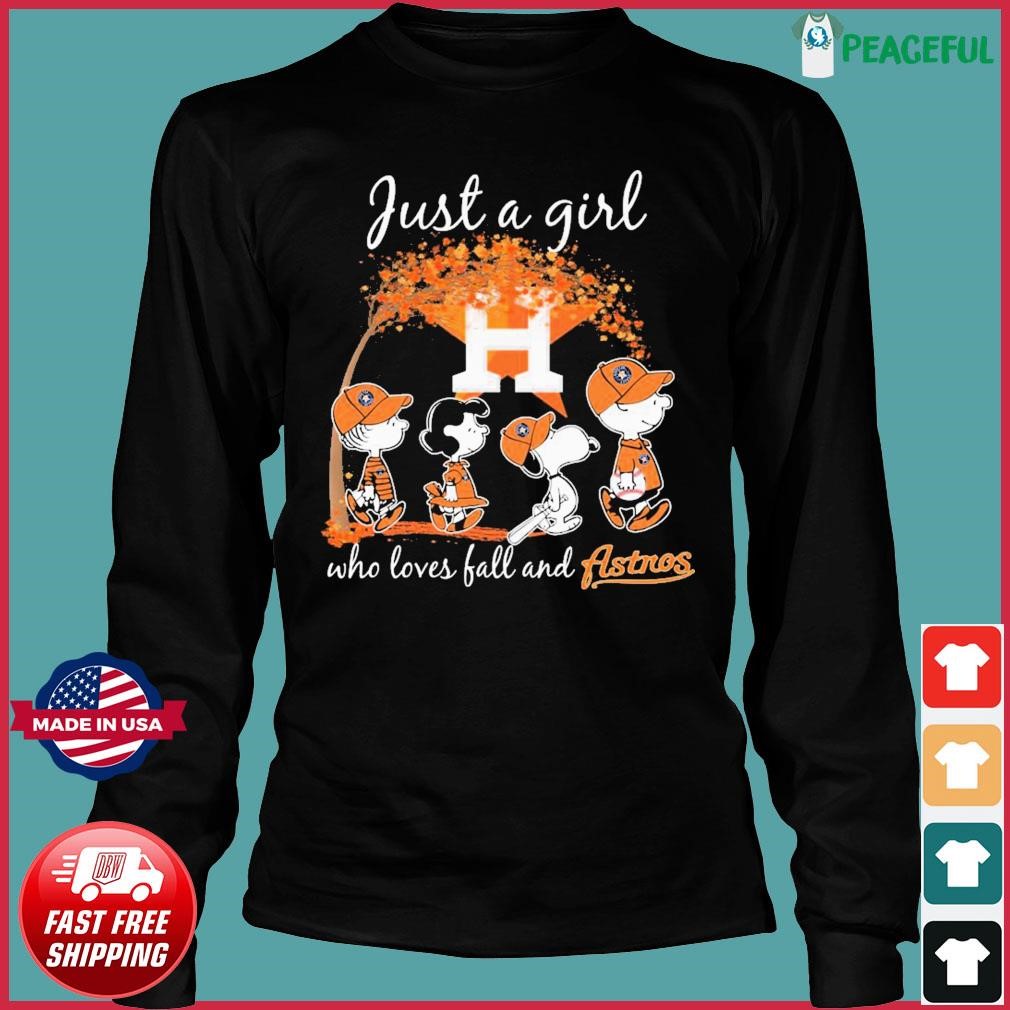 Just A Girl Who Loves Fall And Peanuts Snoopy Houston Astros Shirt