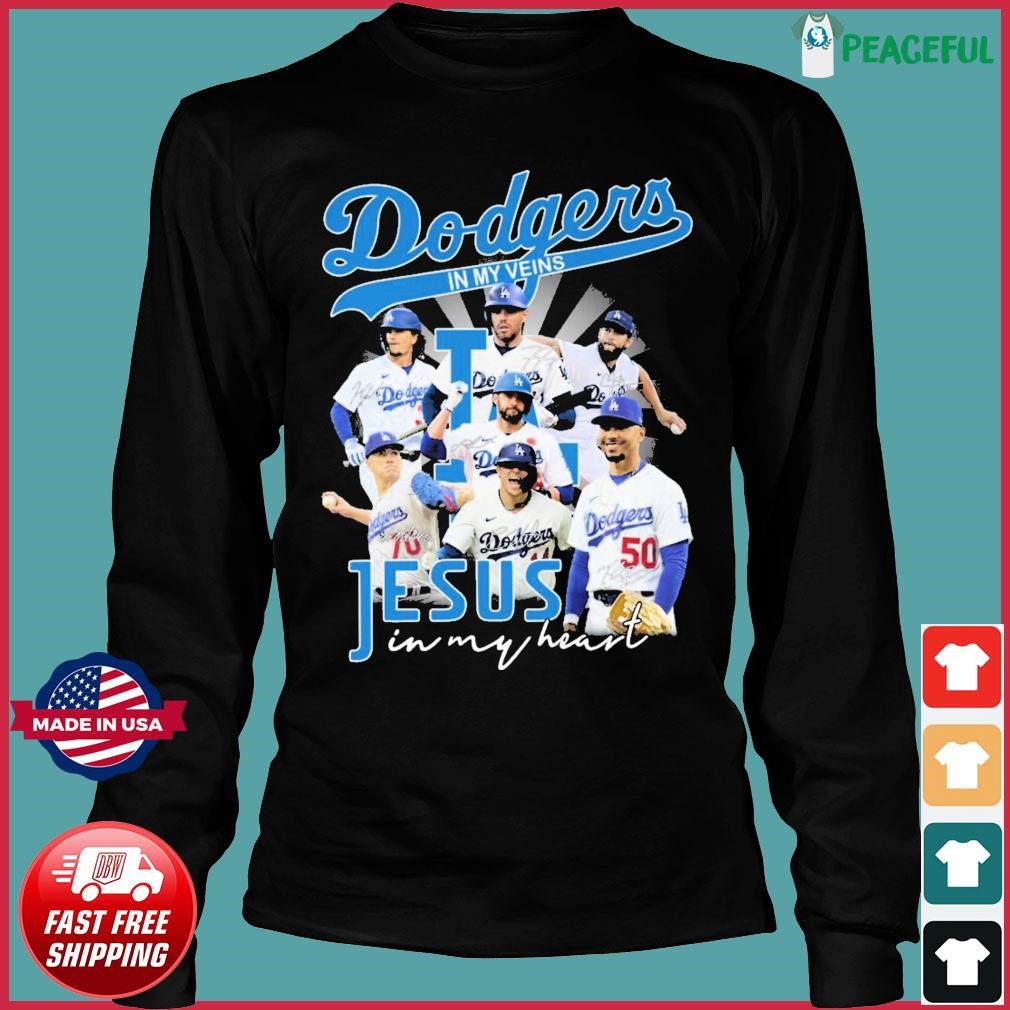 Los Angeles Dodgers in my Veins Jesus In my Heart signatures 2023 shirt,  hoodie, longsleeve, sweatshirt, v-neck tee