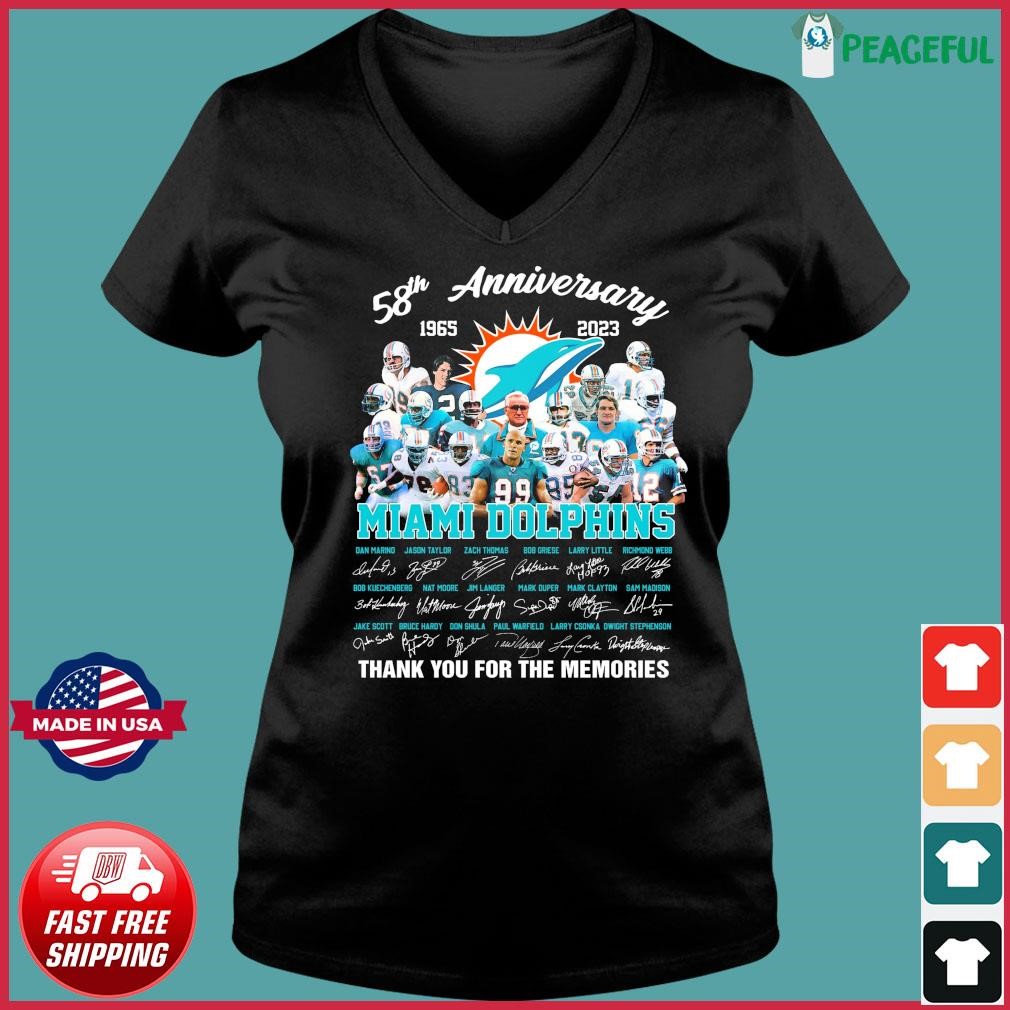 Miami Dolphins 58th Anniversary 1965-2023 Thank You For The Memories  Signatures Shirt, hoodie, sweater, long sleeve and tank top