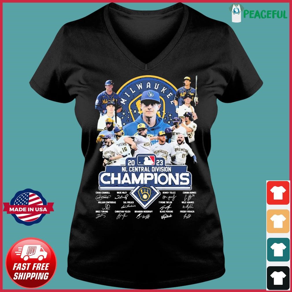 2023 Nl Central Division Champions Milwaukee Brewers SIgnatures T
