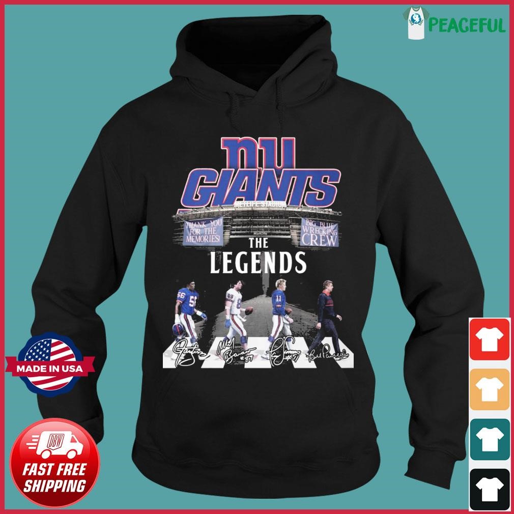 New York Giants Thank You For The Memories Big Blue Wrecking Crew The  Legends Abbey Road Signatures shirt, hoodie, sweater, long sleeve and tank  top