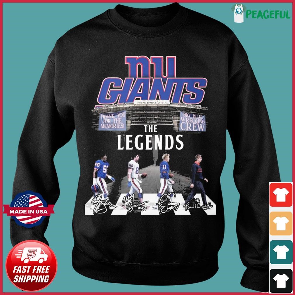 Official New york giants thank you for the memories big blue wrecking the  legends T-shirt, hoodie, tank top, sweater and long sleeve t-shirt