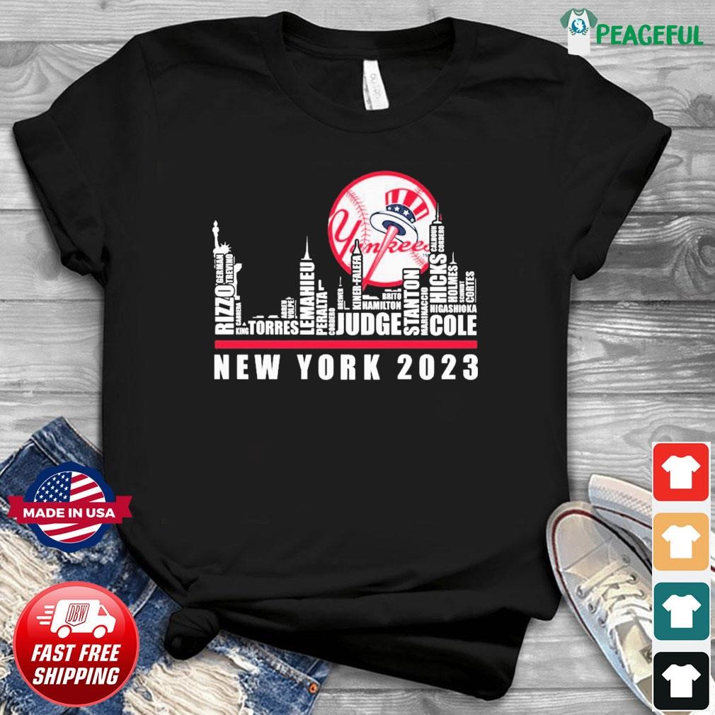 New York Yankees baseball skyline names player 2023 logo shirt, hoodie,  sweater, long sleeve and tank top