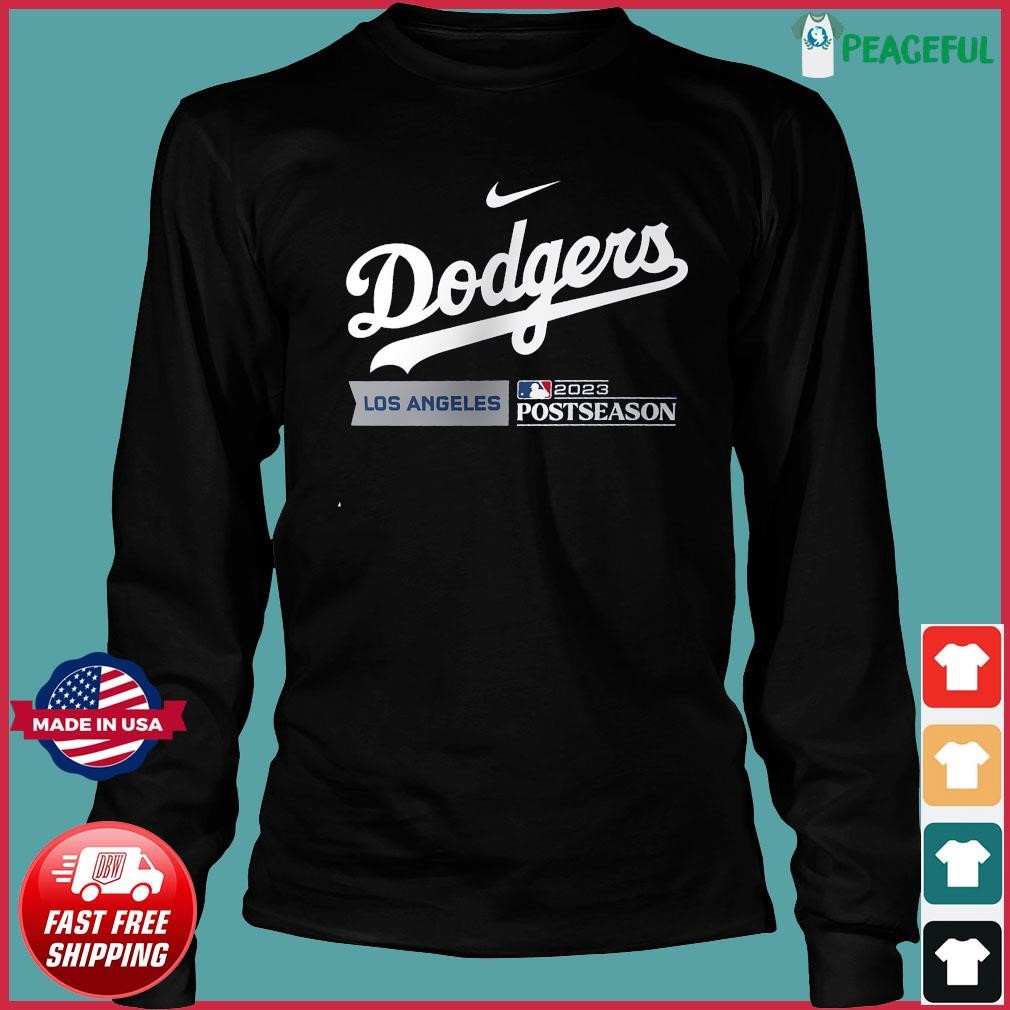 Los Angeles Dodgers 2023 MLB Postseason Flux Men's Nike Dri-FIT MLB  3/4-Sleeve Pullover Hoodie.