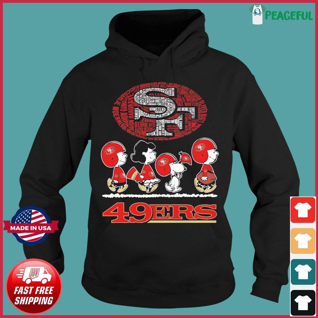 The Peanuts characters San Francisco 49ers Christmas sweater, hoodie,  sweater, long sleeve and tank top