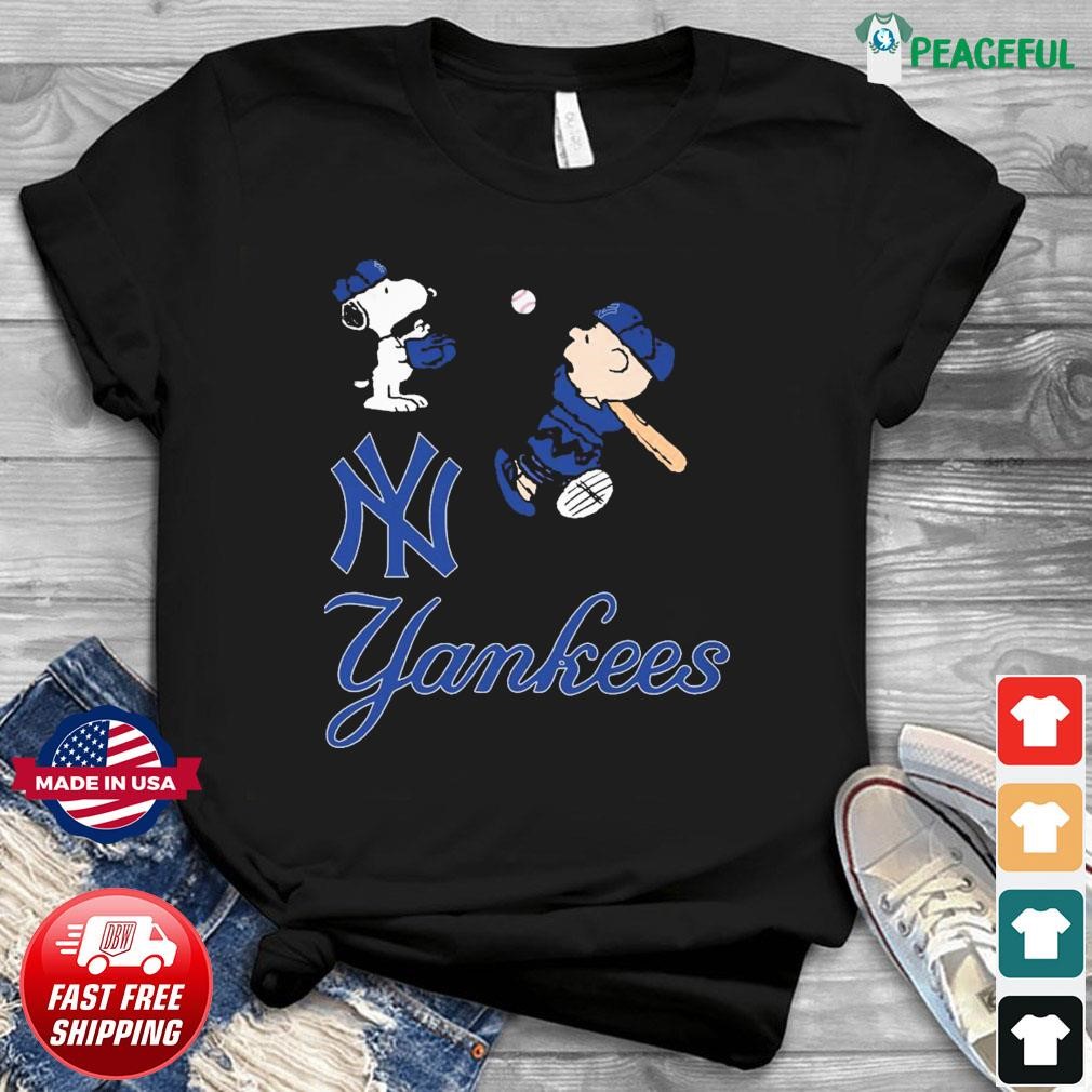 Charlie Brown And Snoopy Playing Baseball New York Yankees MLB
