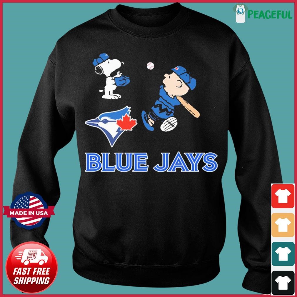 Peanuts Charlie Brown And Snoopy Playing Baseball Toronto Blue Jays Shirt