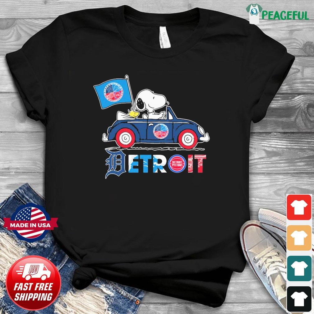 Snoopy and Woodstock driving car Detroit Lions shirt - Limotees