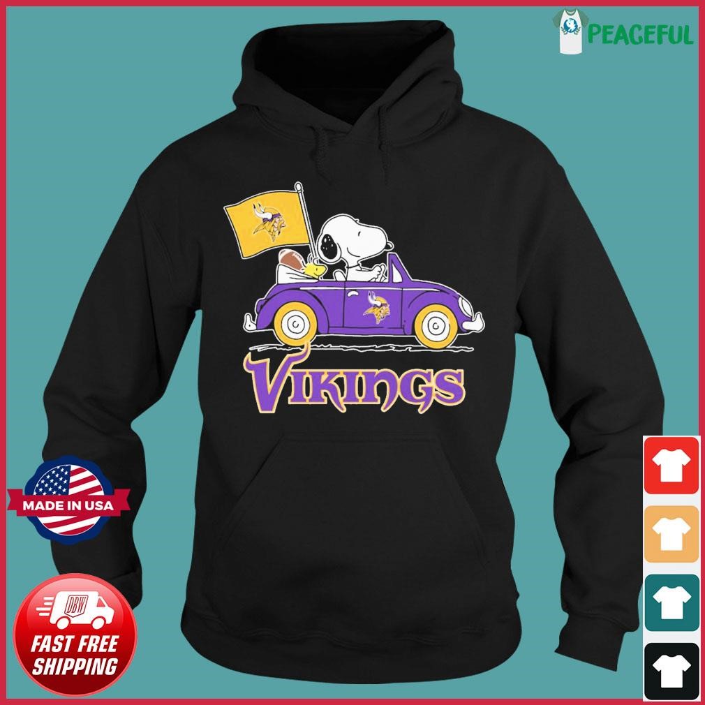 Snoopy And Woodstock Ride The Minnesota Vikings Car - Rookbrand