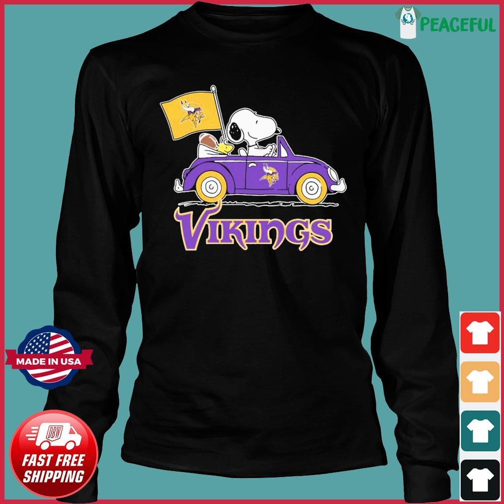 Snoopy And Woodstock Ride The Minnesota Vikings Car - Rookbrand