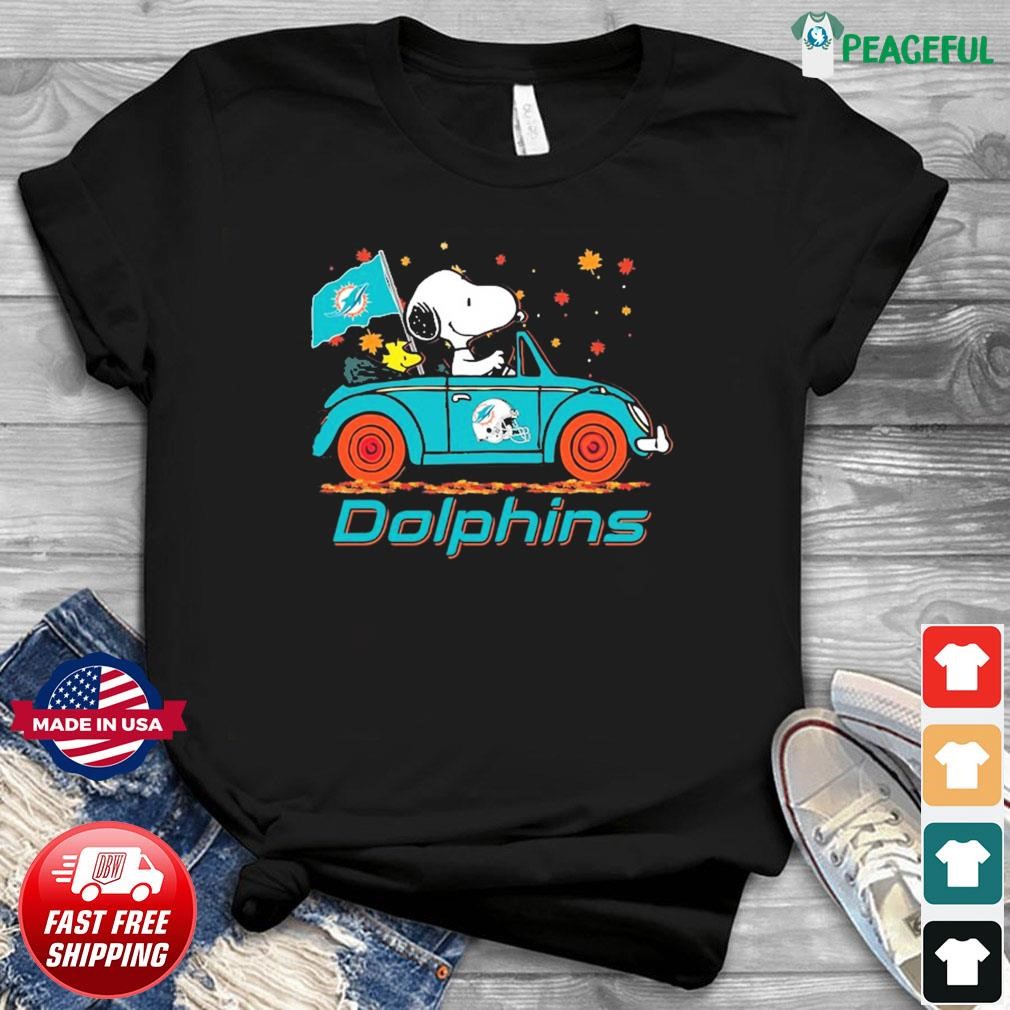 Peanuts Snoopy And Woodstock On Car Miami Dolphins Go Fins Shirt, hoodie,  sweater, long sleeve and tank top