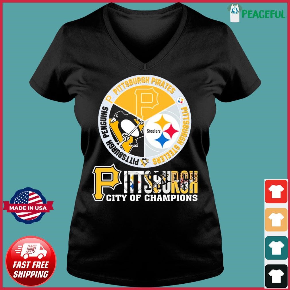 Pittsburgh city of champions steelers penguins pirates shirt, hoodie,  sweater, long sleeve and tank top
