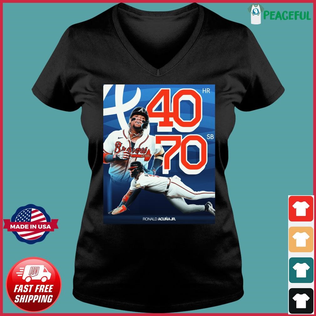 Official ronald Acuna Jr 40 Home Runs Atlanta Braves Poster shirt, hoodie,  sweater, long sleeve and tank top